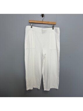 CHICO'S white knit wide leg pull on crop pants size 2 or US L